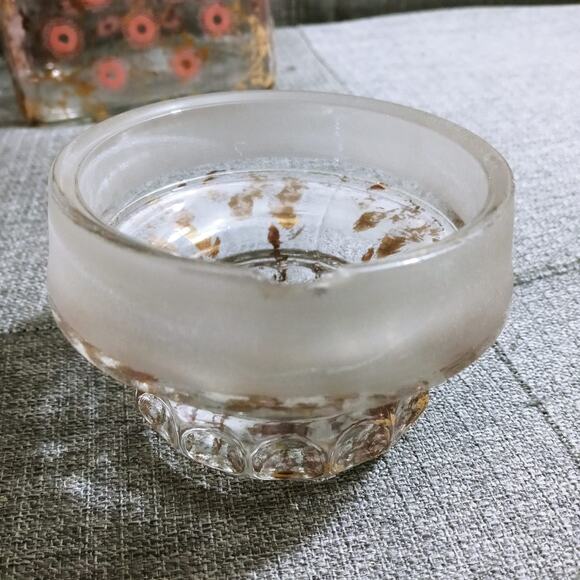 Vtg Pink & Gold MCM Lidded Glass Jar Midcentury Mod (su1) - Picture 4 of 8